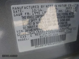 2017 Nissan Sentra SV with VIN 3N1AB7AP8HL644477, listed as a IAAI auction lot 41516961 with 1 mi miles. Bid and sale history available at carsss.com. Image 9.