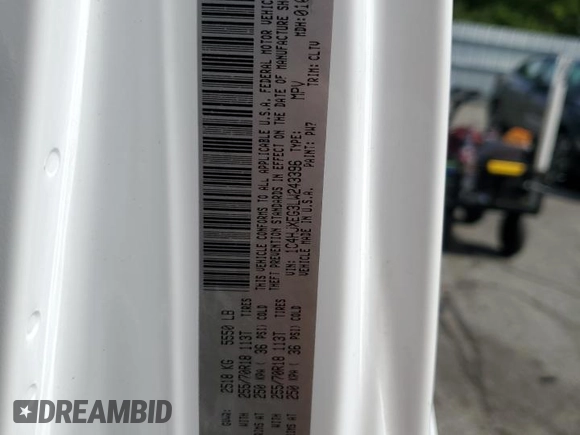 2020 Jeep Wrangler Unlimited Sahara with VIN 1C4HJXEG3LW243396, listed as a Copart auction lot 58709415 with 28,725 mi miles and Salvage title. Bid and sale history available at DreamBid. Image 14.