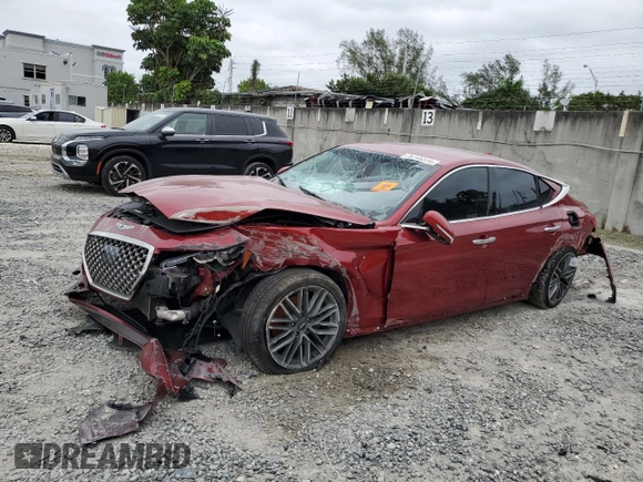 2019 Genesis G70 2.0T Advanced with VIN KMTG64LA3KU020510, listed as a Copart auction lot 76745374 with 52,921 mi miles and Non Repairable. Bid and sale history available at carsss.com. Image 1.