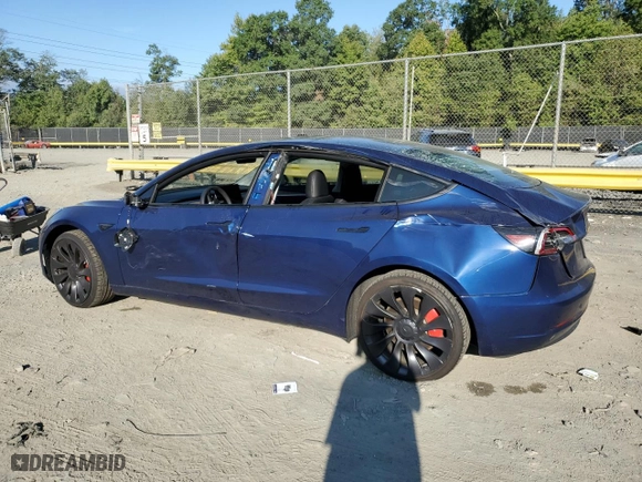 2023 Tesla Model 3 Performance with VIN 5YJ3E1EC2PF669938, listed as a Copart auction lot 70223194 with 0 mi miles and Salvage Title. Bid and sale history available at carsss.com. Image 2.