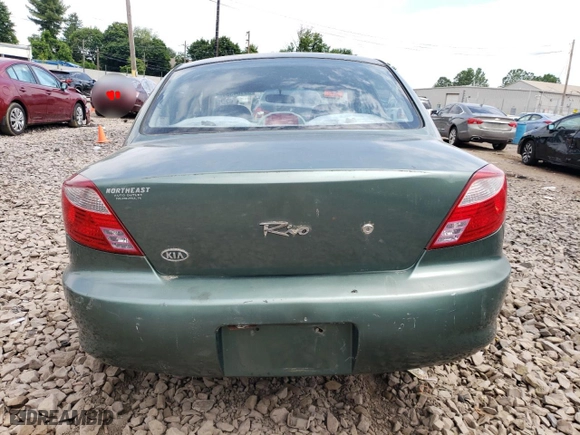 2002 Kia Rio with VIN KNADC123726158130, listed as a Copart auction lot 59104584 with 60,553 mi miles and Salvage Title. Bid and sale history available at carsss.com. Image 6.