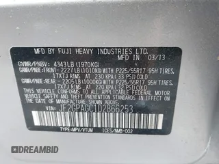 2013 Subaru Crosstrek Limited с VIN JF2GPAGC1D2866253, выставлен на аукционе IAAI как лот 42381764 с пробегом 88 592 миль миль и . История ставок и продаж доступна на DreamBid. Изображение 9.