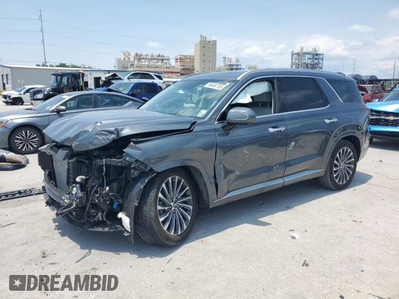 2024 Hyundai Palisade Calligraphy z VIN KM8R74GE5RU805571, wystawiony jako Copart lot #59494785 z przebiegiem 7 378 mil mil oraz Szkoda całkowita • Salvage title. Historia ofert i sprzedaży dostępna na DreamBid. Obrazek 1.