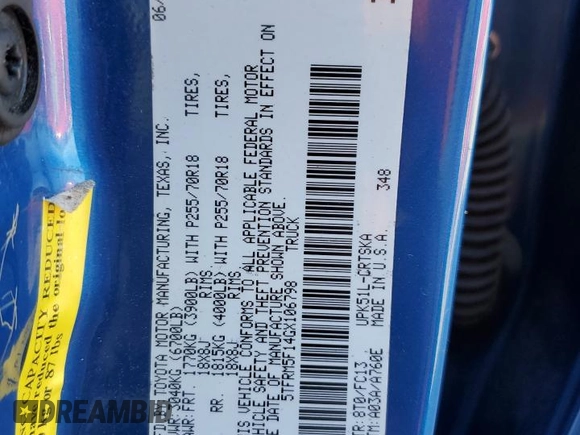 2016 Toyota Tundra SR z VIN 5TFRM5F14GX106798, wystawiony jako Copart lot #52024625 z przebiegiem 194 869 mil mil oraz Szkoda całkowita • Salvage title. Historia ofert i sprzedaży dostępna na DreamBid. Obrazek 14.