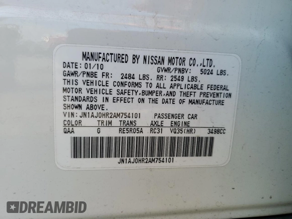 2010 Infiniti EX Journey with VIN JN1AJ0HR2AM754101, listed as a Copart auction lot 74252434 with 126,631 mi miles and Salvage Title. Bid and sale history available at DreamBid. Image 14.