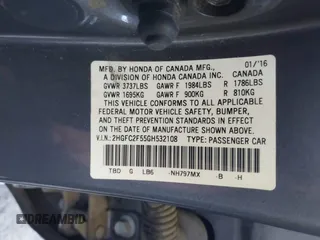 2016 Honda Civic Sedan LX with VIN 2HGFC2F55GH532108, listed as a IAAI auction lot 41860382 with 124,106 mi miles. Bid and sale history available at carsss.com. Image 9.