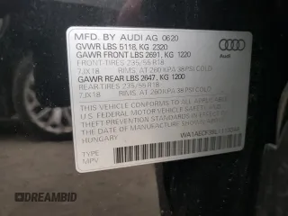 2020 Audi Q3 Premium with VIN WA1AECF39L1113348, listed as a Copart auction lot 44678063 with 18,375 mi miles. Bid and sale history available at carsss.com. Image 14.