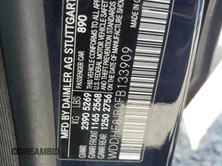 2015 Mercedes-Benz E 350 Luxury with VIN WDDHF8JB0FB133909, listed as a Copart auction lot 59902405 with 114,177 mi miles and Salvage title. Bid and sale history available at DreamBid. Image 12.