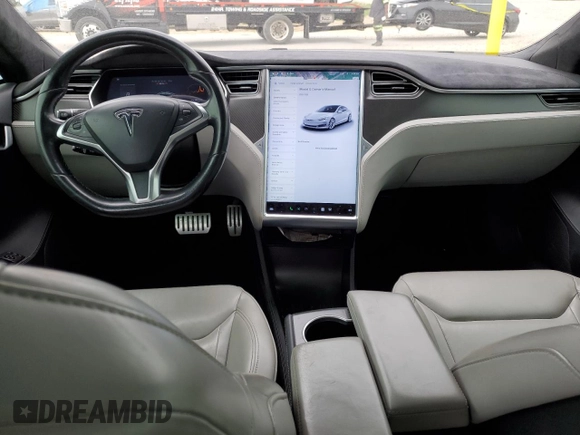2015 Tesla Model S 85D with VIN 5YJSA1H42FF089907, listed as a Copart auction lot 53964335 with 70,386 mi miles and Salvage Title. Bid and sale history available at carsss.com. Image 8.