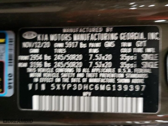 2021 Kia Telluride EX with VIN 5XYP3DHC6MG139397, listed as a Copart auction lot 48236445 with 76,790 mi miles and Salvage Title. Bid and sale history available at carsss.com. Image 13.