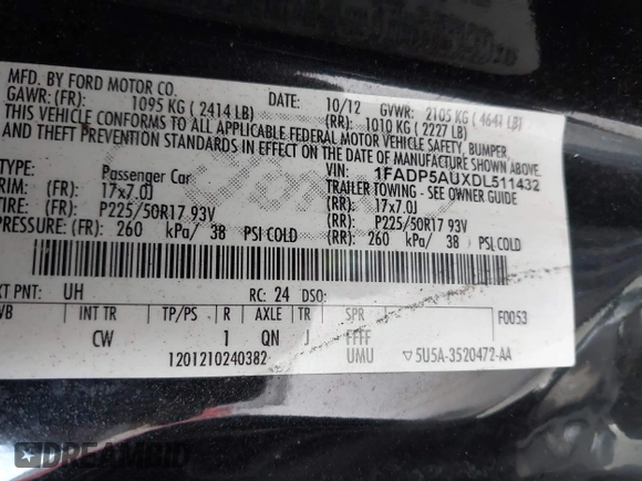 2013 Ford C-Max SE z VIN 1FADP5AUXDL511432, wystawiony jako IAAI lot #42314733 z przebiegiem 140 616 mil mil oraz . Historia ofert i sprzedaży dostępna na DreamBid. Obrazek 9.