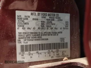 2006 Ford F-250 XL with VIN 1FTSW21586ED55328, listed as a IAAI auction lot 41921699 with 186,362 mi miles and . Bid and sale history available at DreamBid. Image 9.
