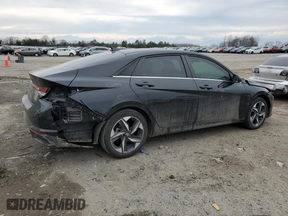 2021 Hyundai Elantra Limited with VIN 5NPLP4AG1MH029012, listed as a Copart auction lot 47179685 with 57,045 mi miles and Salvage Title. Bid and sale history available at DreamBid. Image 3.