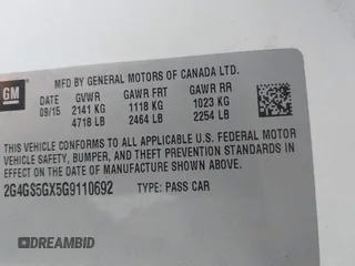 2016 Buick Regal Premium II with VIN 2G4GS5GX5G9110692, listed as a IAAI auction lot 41905898 with 53,337 mi miles. Bid and sale history available at carsss.com. Image 9.