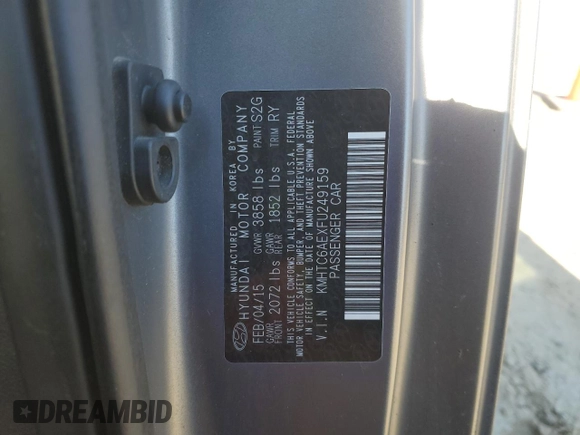 2015 Hyundai Veloster Turbo with VIN KMHTC6AEXFU249159, listed as a Copart auction lot 42161855 with 137,747 mi miles and Salvage title. Bid and sale history available at DreamBid. Image 12.