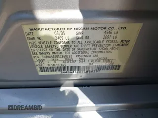 2005 Nissan Maxima SL with VIN 1N4BA41E05C868292, listed as a IAAI auction lot 42603519 with 107,485 mi miles and . Bid and sale history available at DreamBid. Image 9.