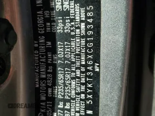2012 Kia Sorento LX with VIN 5XYKT3A6XCG193485, listed as a Copart auction lot 80695053 with Not Provided miles and Salvage Title. Bid and sale history available at DreamBid. Image 13.