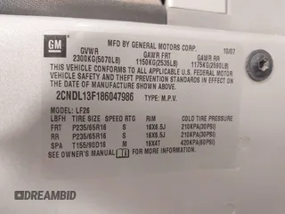2008 Chevrolet Equinox LS with VIN 2CNDL13F186047986, listed as a IAAI auction lot 41741461 with 234,225 mi miles. Bid and sale history available at carsss.com. Image 9.