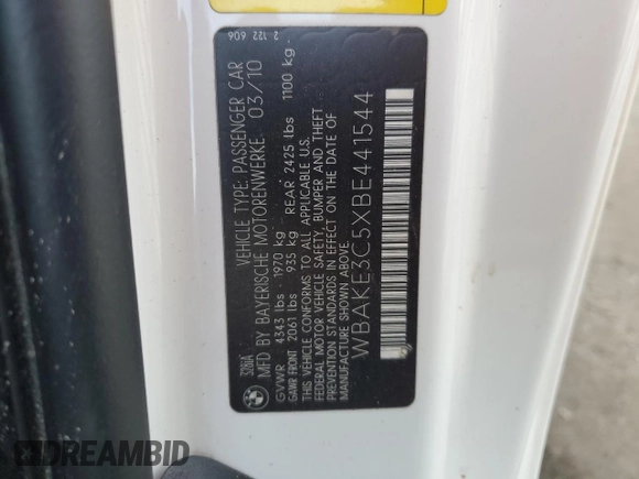 2011 BMW 3 Series 328i with VIN WBAKE3C5XBE441544, listed as a Copart auction lot 86638984 with 131,700 mi miles and Salvage Title. Bid and sale history available at DreamBid. Image 14.