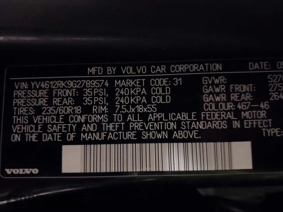2016 Volvo XC60 T5 Premier with VIN YV4612RK9G2789574, listed as a IAAI auction lot 41497639 with 207,274 mi miles and . Bid and sale history available at DreamBid. Image 9.