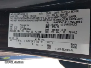 2014 Ford Fiesta SE with VIN 3FADP4BJ1EM204083, listed as a IAAI auction lot 42149088 with 136,209 mi miles and . Bid and sale history available at DreamBid. Image 9.