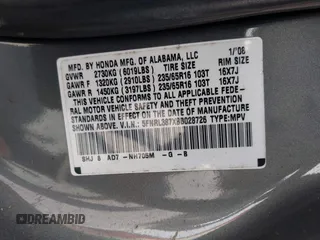 2008 Honda Odyssey EX-L with VIN 5FNRL387X8B028726, listed as a IAAI auction lot 42000456 with 209,427 mi miles. Bid and sale history available at carsss.com. Image 9.