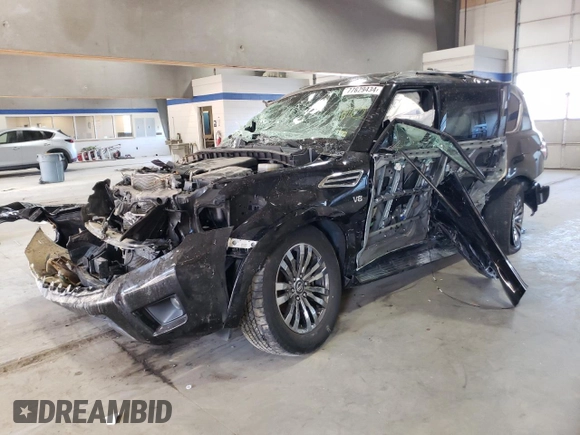 2019 Nissan Armada Platinum with VIN JN8AY2NE8K9757051, listed as a Copart auction lot 77629434 with Not Provided miles and Salvage Title. Bid and sale history available at carsss.com. Image 1.