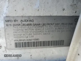 2016 Audi A4 Premium with VIN WAUBFAFL0GN015980, listed as a Copart auction lot 87411934 with 71,529 mi miles and Salvage Title. Bid and sale history available at carsss.com. Image 13.