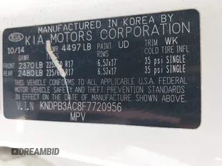 2015 Kia Sportage LX with VIN KNDPB3AC8F7720956, listed as a IAAI auction lot 41987551 with 178,281 mi miles and . Bid and sale history available at DreamBid. Image 9.