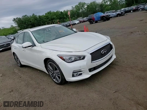 2014 Infiniti Q50 Premium with VIN JN1BV7AR1EM681496, listed as a Copart auction lot 61823625 with 53,261 mi miles and Salvage title. Bid and sale history available at DreamBid. Image 13.