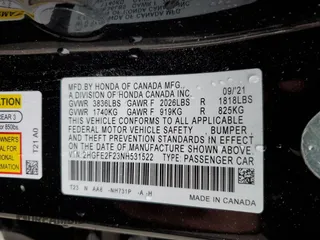 2022 Honda Civic Sedan LX with VIN 2HGFE2F23NH531522, listed as a Copart auction lot 49177255 with 54,764 mi miles and Salvage Title. Bid and sale history available at carsss.com. Image 12.
