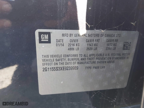 2014 Chevrolet Impala LTZ with VIN 2G1155S3XE9239989, listed as a IAAI auction lot 41749415 with 158,248 mi miles. Bid and sale history available at carsss.com. Image 9.