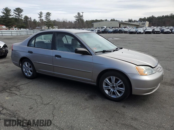 2001 Honda Civic LX with VIN 2HGES16541H601287, listed as a Copart auction lot 49763355 with 141,330 mi miles and Salvage Title. Bid and sale history available at carsss.com. Image 4.