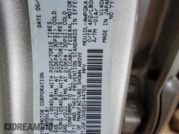 2002 Lexus RX 300 with VIN JTJGF10U620144769, listed as a Copart auction lot 83765494 with 215,994 mi miles and Salvage Title. Bid and sale history available at DreamBid. Image 13.