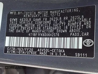2013 Toyota Camry L with VIN 4T1BF1FK6DU642576, listed as a IAAI auction lot 41686230 with 187,742 mi miles. Bid and sale history available at carsss.com. Image 9.