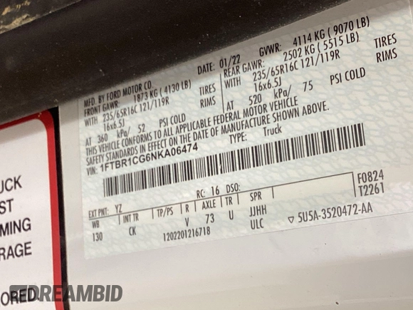 2022 Ford Transit Cargo с VIN 1FTBR1CG6NKA06474, выставлен на аукционе IAAI как лот 42521100 с пробегом 82 772 миль миль и . История ставок и продаж доступна на DreamBid. Изображение 15.
