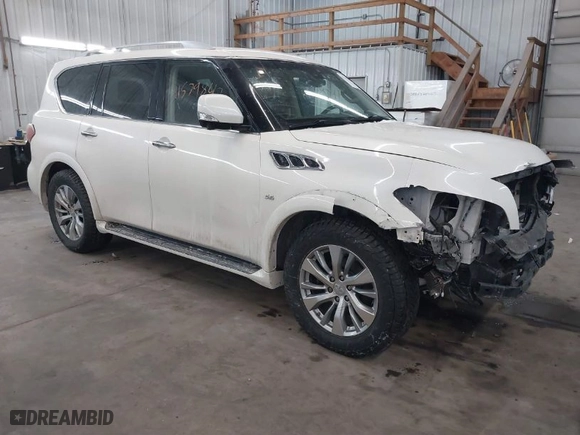 2017 Infiniti QX80 with VIN JN8AZ2NC9H9430498, listed as a IAAI auction lot 41579847 with 133,321 mi miles. Bid and sale history available at carsss.com. Image 1.