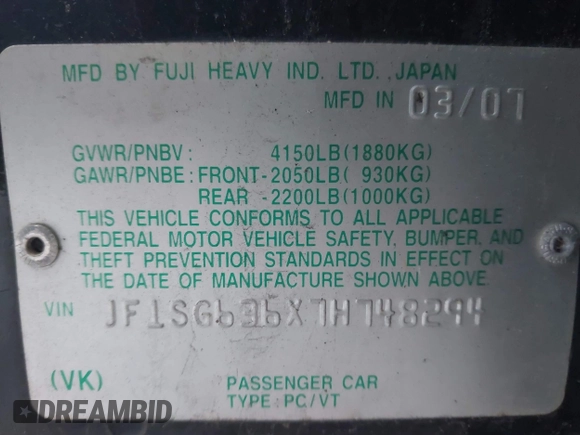 2007 Subaru Forester X с VIN JF1SG636X7H748294, выставлен на аукционе IAAI как лот 42419705 с пробегом 151 739 миль миль и . История ставок и продаж доступна на DreamBid. Изображение 9.
