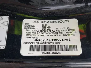 2003 Infiniti G35 w/Leather with VIN JNKCV54E33M224294, listed as a IAAI auction lot 42195824 with 177,360 mi miles and . Bid and sale history available at DreamBid. Image 9.