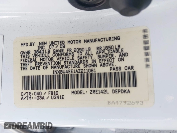 2010 Toyota Corolla с VIN 1NXBU4EE1AZ211061, выставлен на аукционе IAAI как лот 42477392 с пробегом 218 734 миль миль и . История ставок и продаж доступна на DreamBid. Изображение 9.