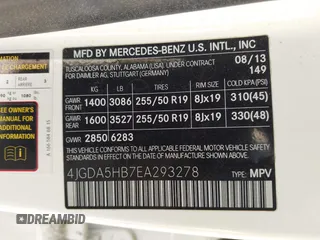 2014 Mercedes-Benz M 350 with VIN 4JGDA5HB7EA293278, listed as a IAAI auction lot 42151641 with 93,764 mi miles and . Bid and sale history available at DreamBid. Image 9.