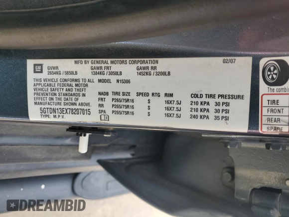 2007 Hummer H3 SUV with VIN 5GTDN13EX78207015, listed as a Copart auction lot 52459815 with 157,357 mi miles and Clean Title. Bid and sale history available at carsss.com. Image 13.