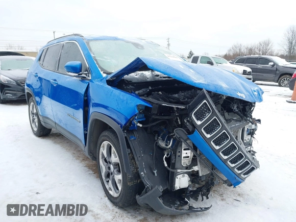 2021 Jeep Compass Limited with VIN 3C4NJCCB2MT528312, listed as a IAAI auction lot 41234690 with 83,036 mi miles. Bid and sale history available at carsss.com. Image 1.