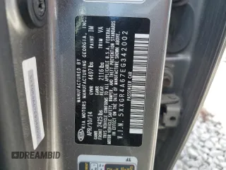 2014 Kia Optima SXL Turbo with VIN 5XXGR4A67EG342002, listed as a Copart auction lot 53374335 with 210,810 mi miles and Salvage title. Bid and sale history available at DreamBid. Image 13.