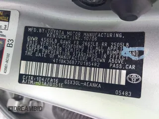 2007 Toyota Avalon XL with VIN 4T1BK36B77U185482, listed as a IAAI auction lot 41963997 with 196,013 mi miles and . Bid and sale history available at carsss.com. Image 9.