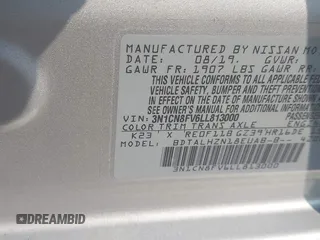 2020 Nissan Versa SR with VIN 3N1CN8FV6LL813000, listed as a IAAI auction lot 42480922 with 103,722 mi miles and . Bid and sale history available at DreamBid. Image 9.