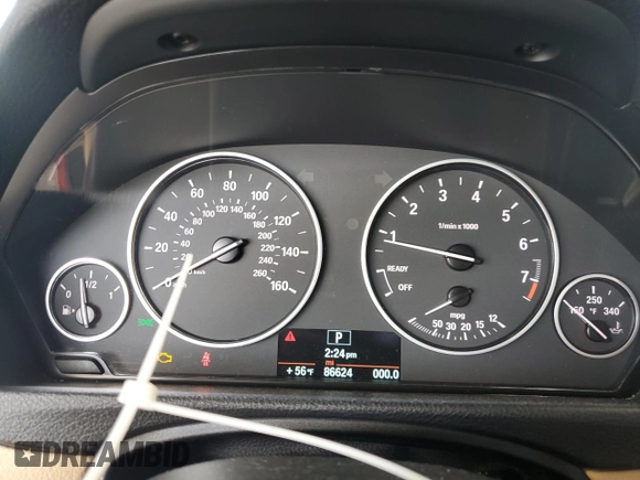 2014 BMW 3 Series 328i with VIN WBA3A5C58EP601926, listed as a Copart auction lot 45723725 with 86,624 mi miles and Salvage Title. Bid and sale history available at DreamBid. Image 9.