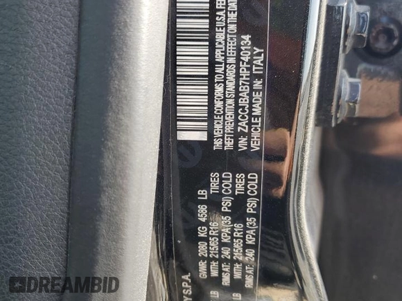 2017 Jeep Renegade Sport with VIN ZACCJBAB7HPF40134, listed as a Copart auction lot 48661955 with 127,338 mi miles and Salvage Title. Bid and sale history available at carsss.com. Image 16.