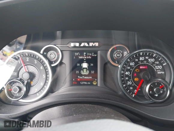 2021 Ram 1500 Lone Star with VIN 1C6SRFFT6MN695393, listed as a IAAI auction lot 42344282 with 12,796 mi miles and . Bid and sale history available at DreamBid. Image 7.
