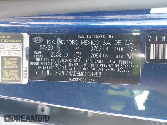 2021 Kia Forte GT-Line с VIN 3KPF34AD6ME268283, выставлен на аукционе IAAI как лот 42240418 с пробегом 77 425 миль миль и . История ставок и продаж доступна на DreamBid. Изображение 9.